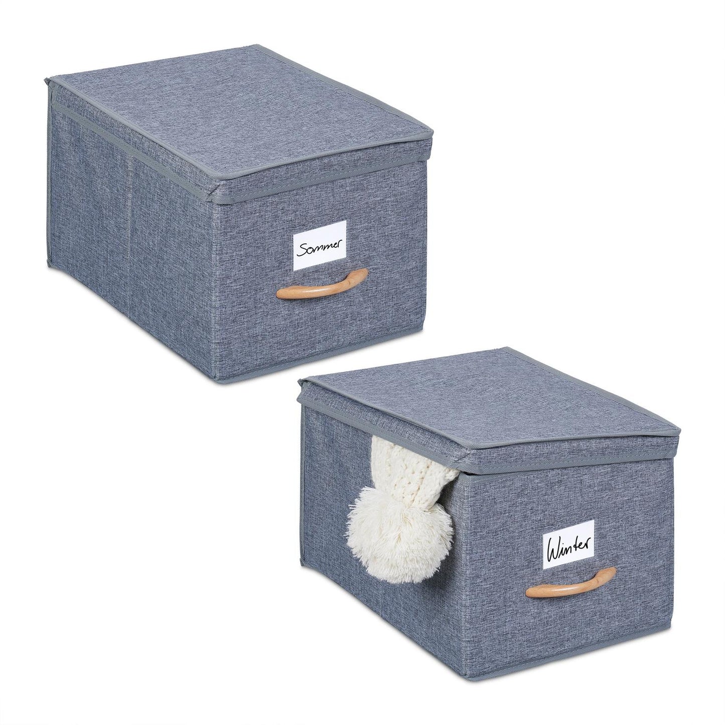 Foldable Fabric Storage Boxes with Lid, Set of 2