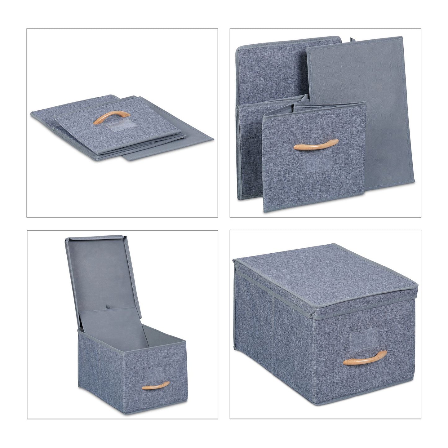 Foldable Fabric Storage Boxes with Lid, Set of 2