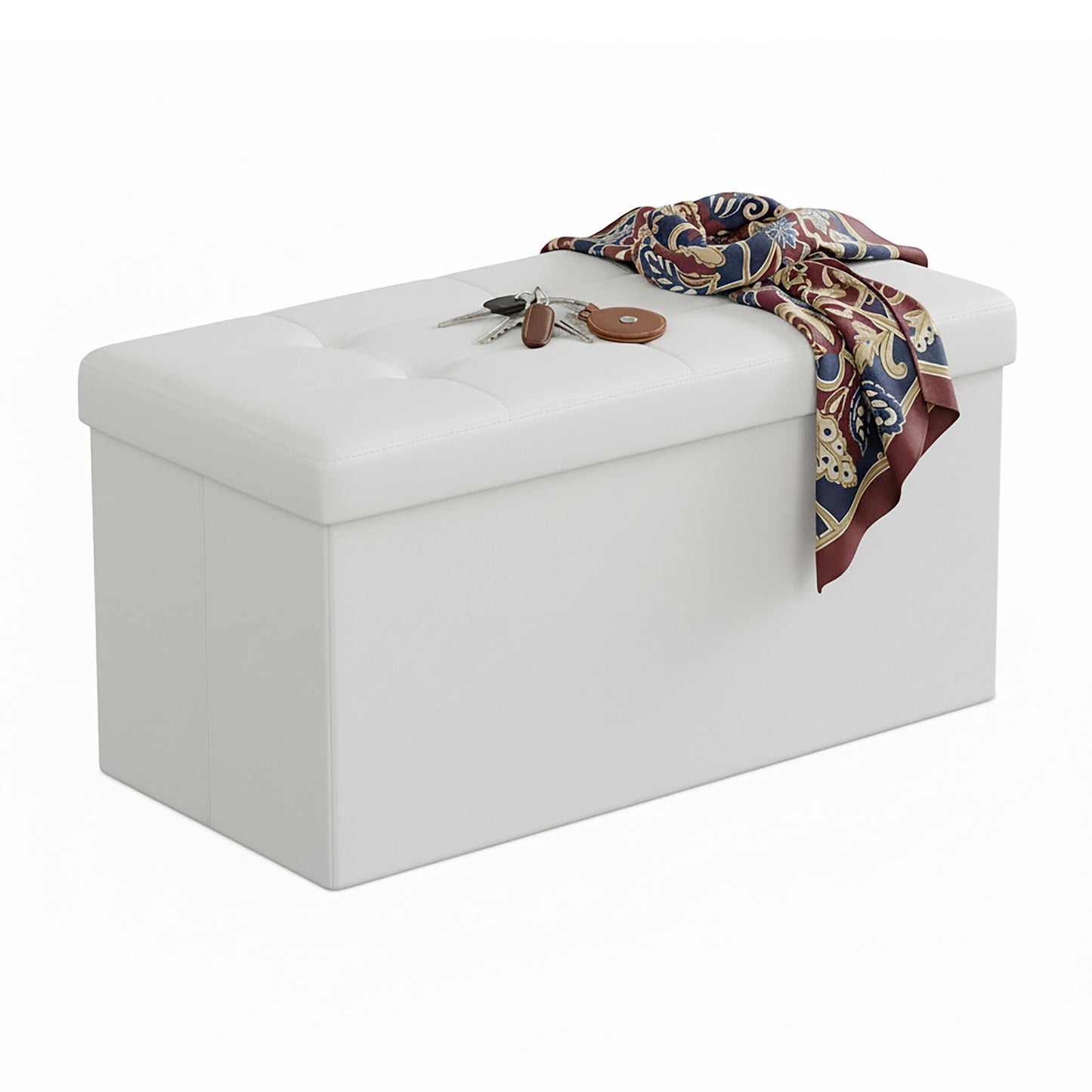 Foldable Faux Leather Storage Bench – Seats Two