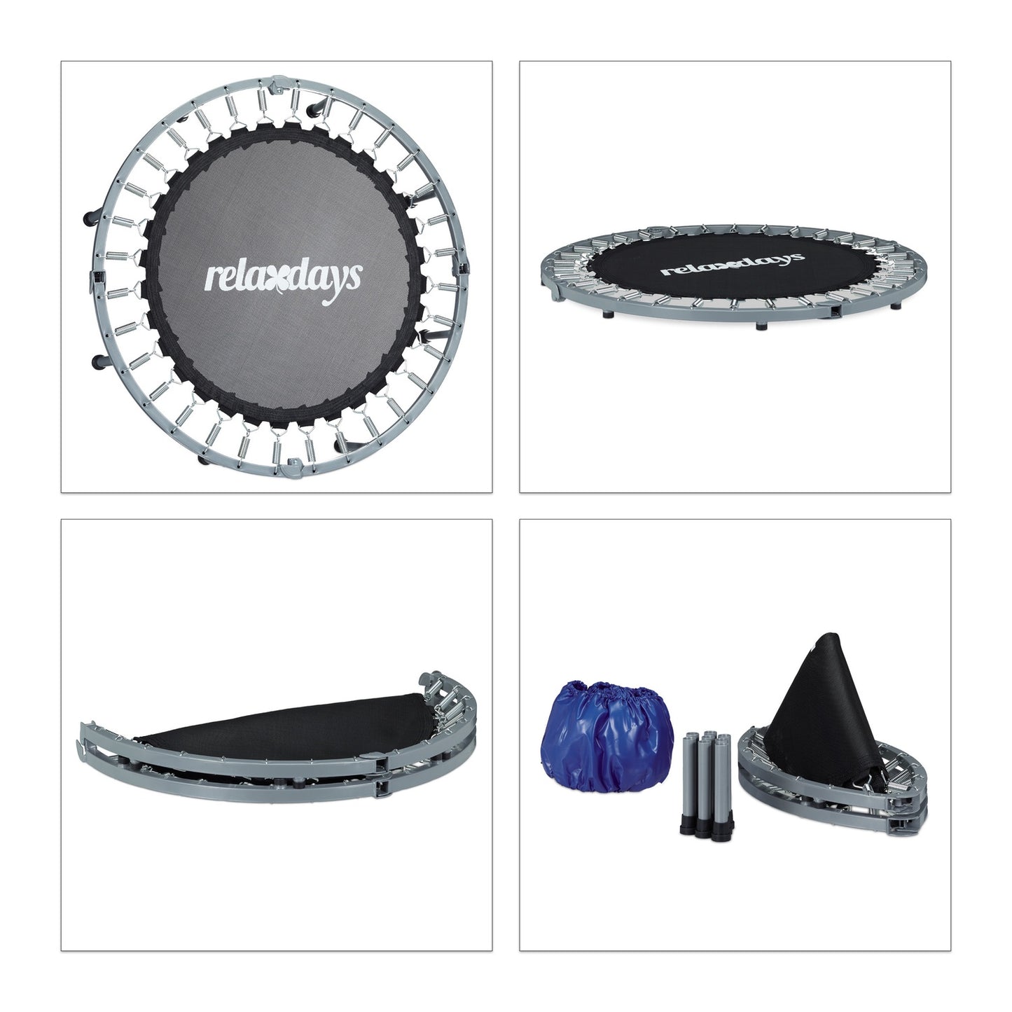 Foldable Fitness Trampoline, Blue-Black, Indoor Exercise Trampoline Rebounder