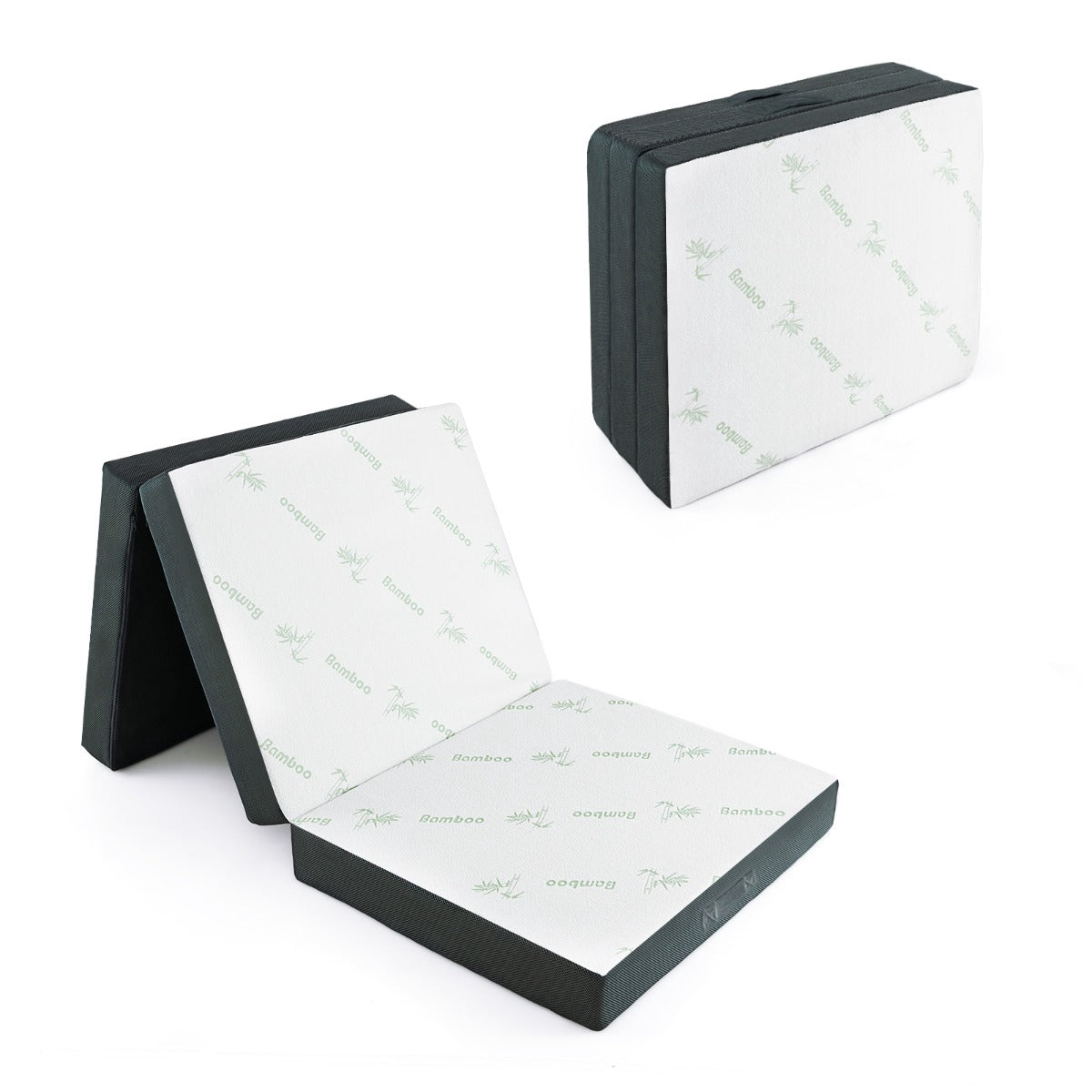 Foldable Foam Mattress, 10cm Thick, 193x80cm, White/Grey