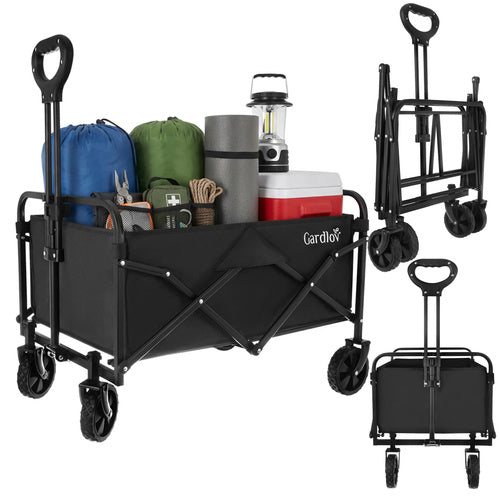 Foldable Garden Cart, 90L Capacity, 100kg Load, 4 Wheels