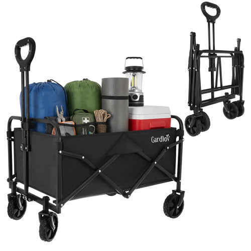 Foldable Garden Cart, 90L Capacity, 100kg Load, 4 Wheels
