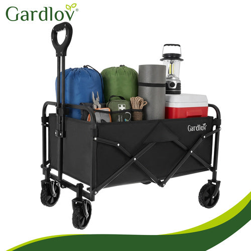 Foldable Garden Cart, 90L Capacity, 100kg Load, 4 Wheels