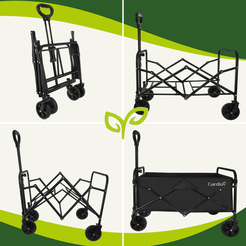 Foldable Garden Cart, 90L Capacity, 100kg Load, 4 Wheels