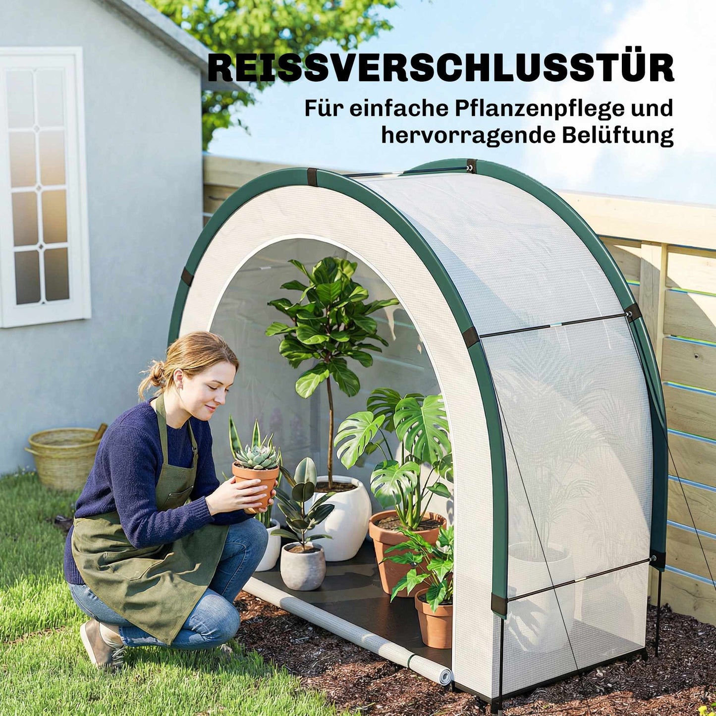 Foldable Greenhouse with PE Cover, 200 x 80 x 164 cm