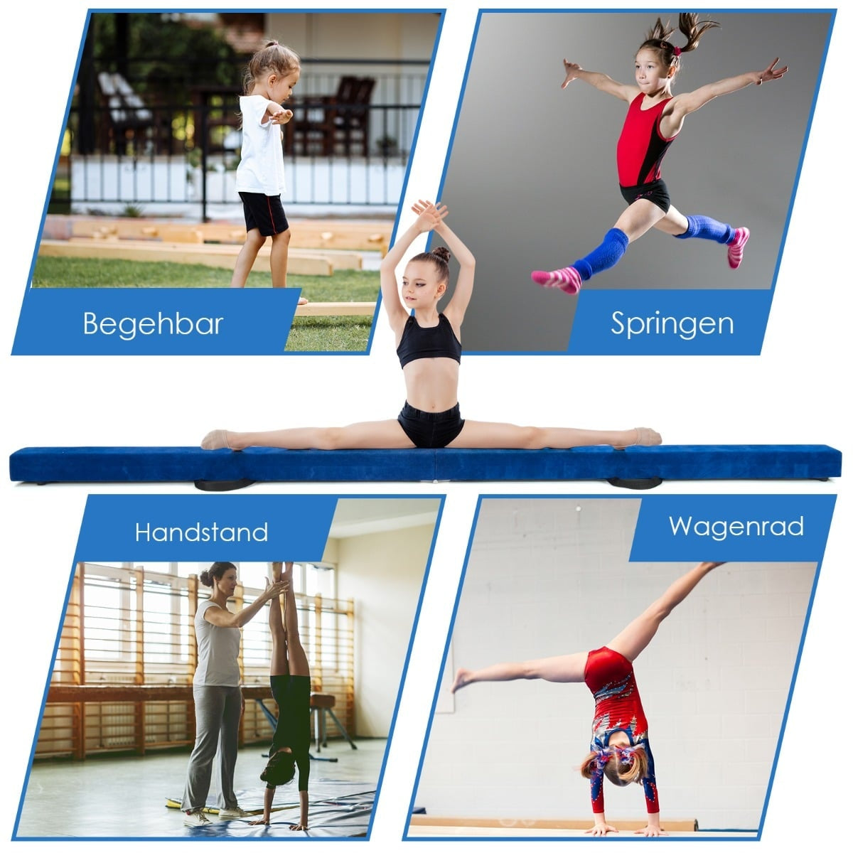 Foldable Gymnastics Balance Beam, 210cm, Suede-Like Surface