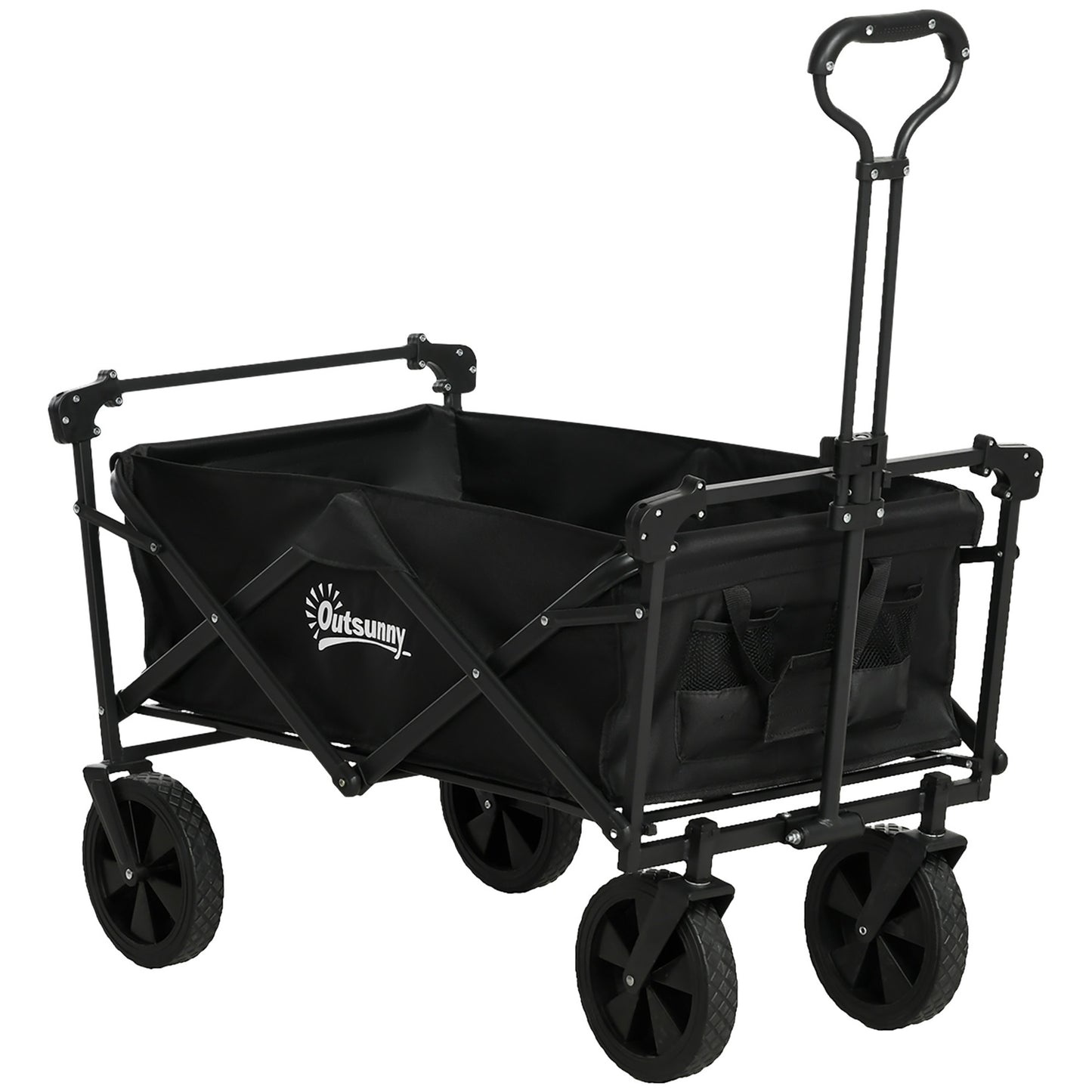 Collapsible handcart with sun protection, 110 kg load, black