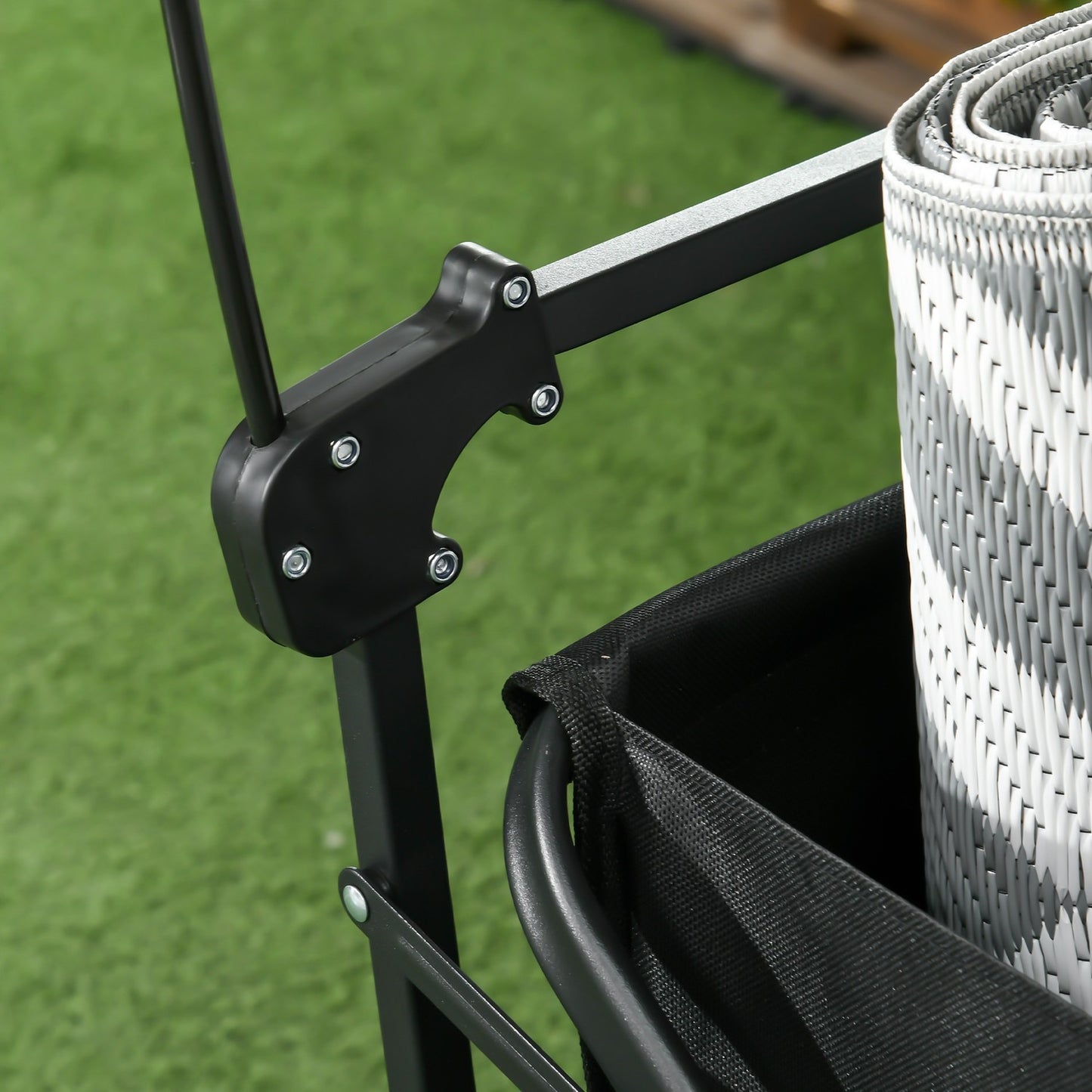 Collapsible handcart with sun protection, 110 kg load, black