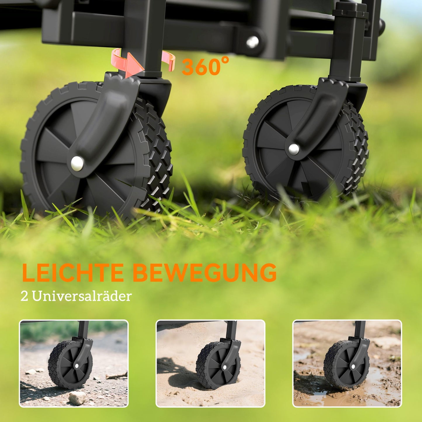 Foldable Handcart with Adjustable Handle, 60kg Capacity