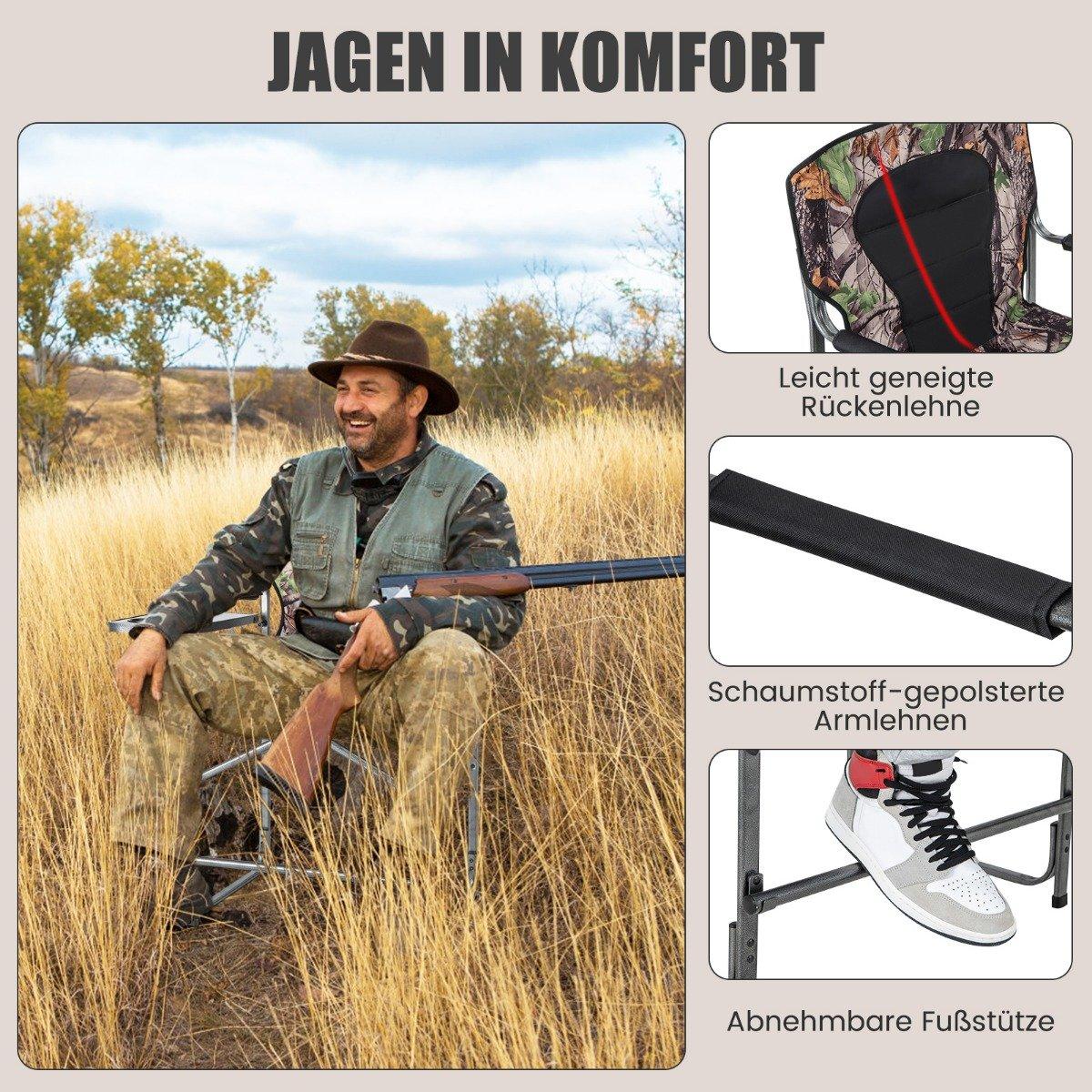 Foldable High Hunting Chair Sturdy Oversized Director's Chair with Side Table Load Capacity 150kg