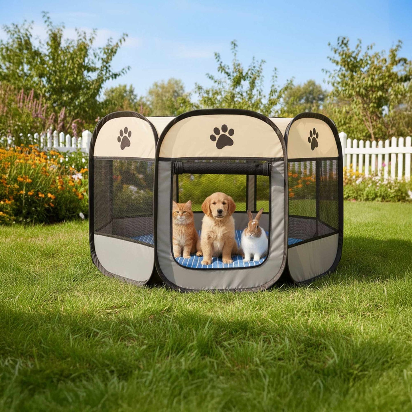 Foldable Indoor & Outdoor Pet Playpen, Weather-Resistant