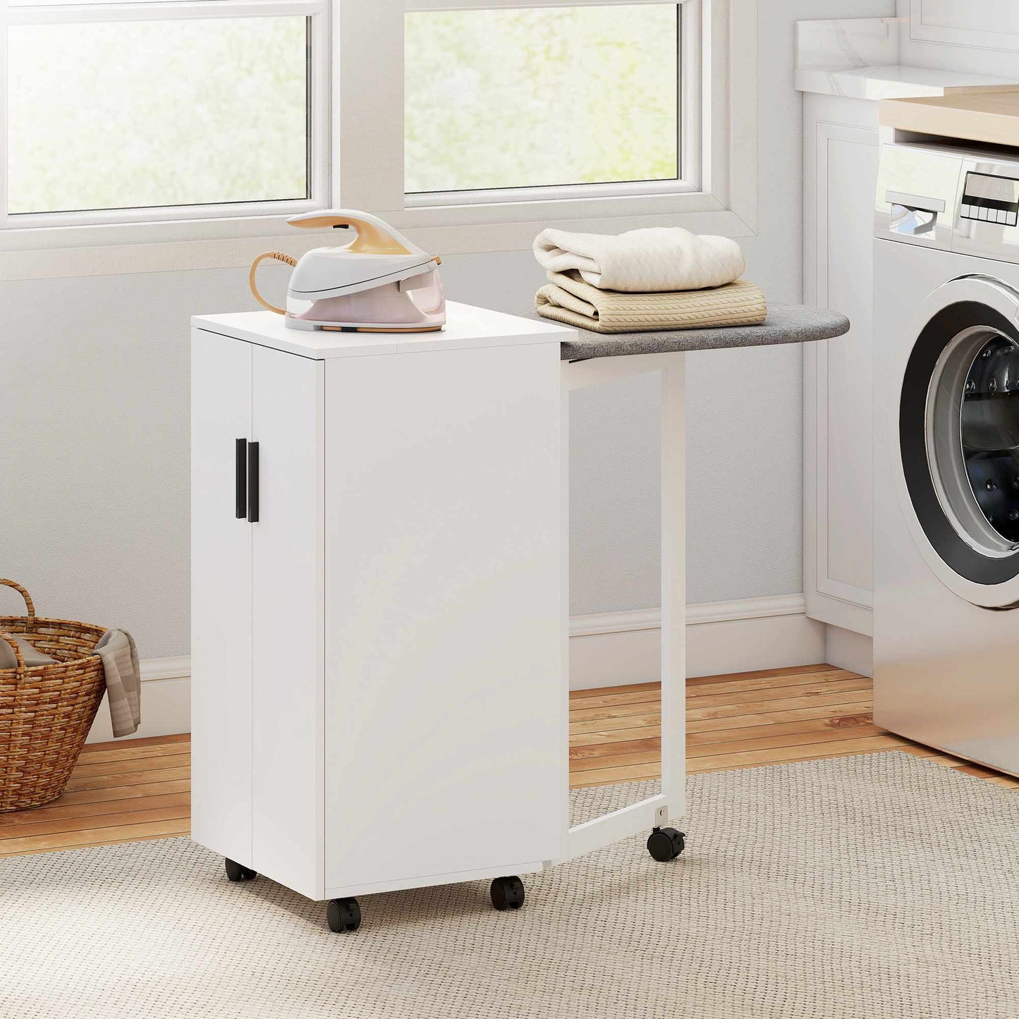 Foldable Ironing Board Cabinet with Heat-Resistant Surface