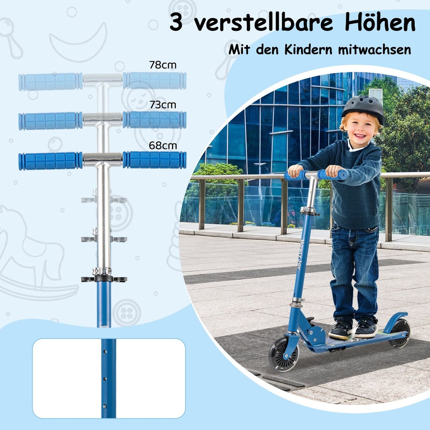 Foldable Kids Scooter with LED Wheels and Adjustable Handlebar