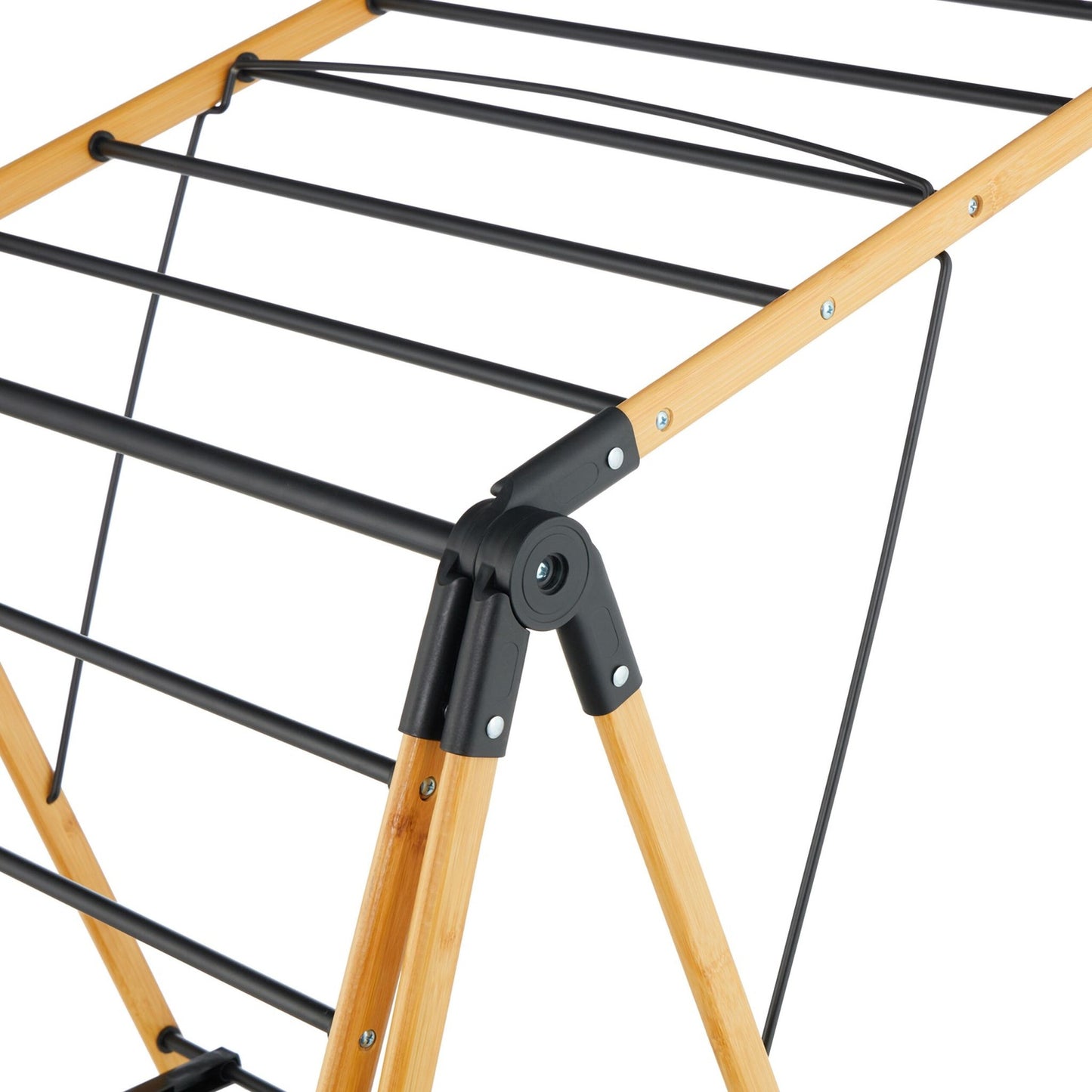 Foldable Laundry Rack – Bamboo & Metal, Winged Design