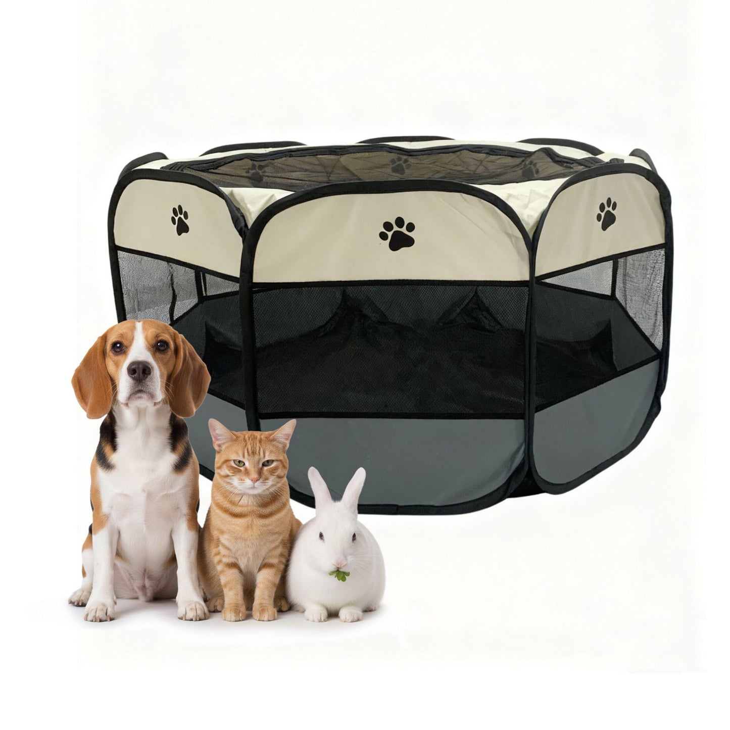 Foldable Pet Playpen, Indoor/Outdoor, Mesh Windows