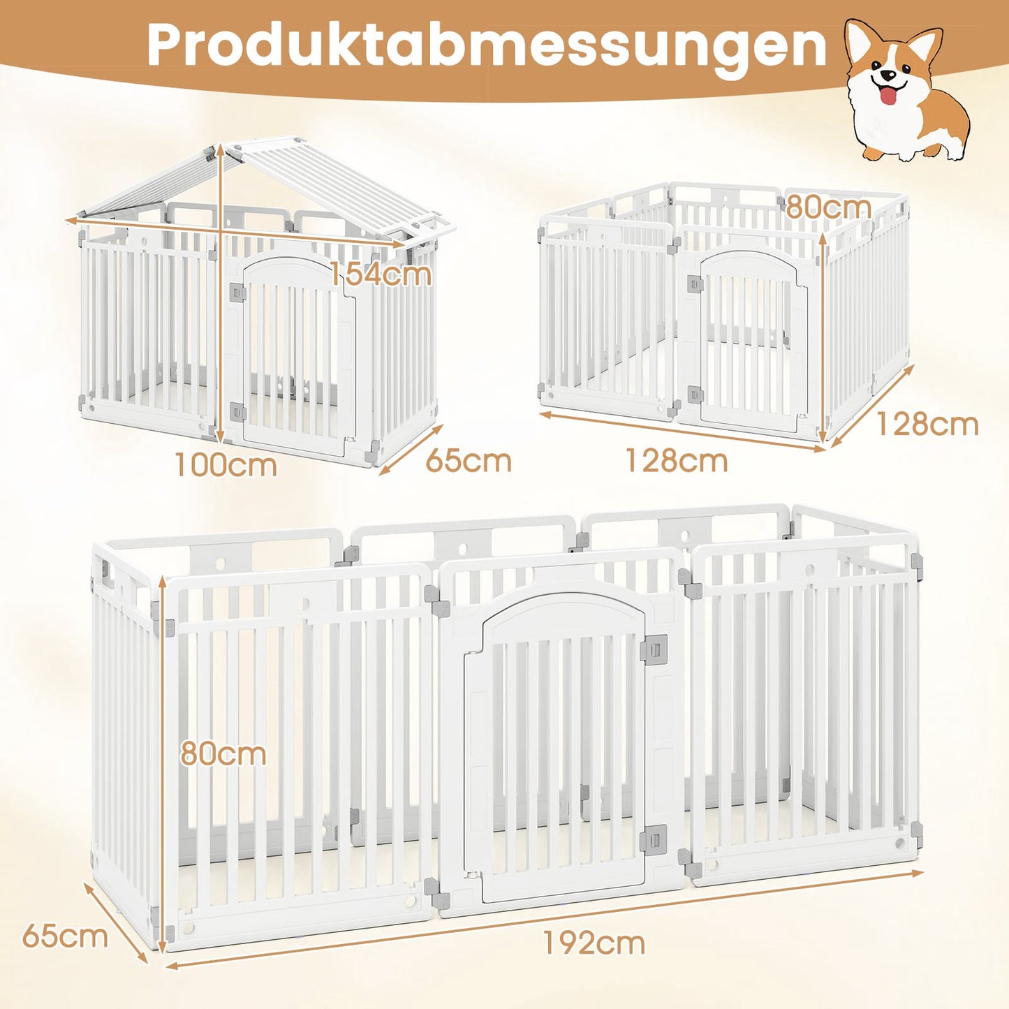 Foldable Pet Playpen with 8 Panels and Lockable Door