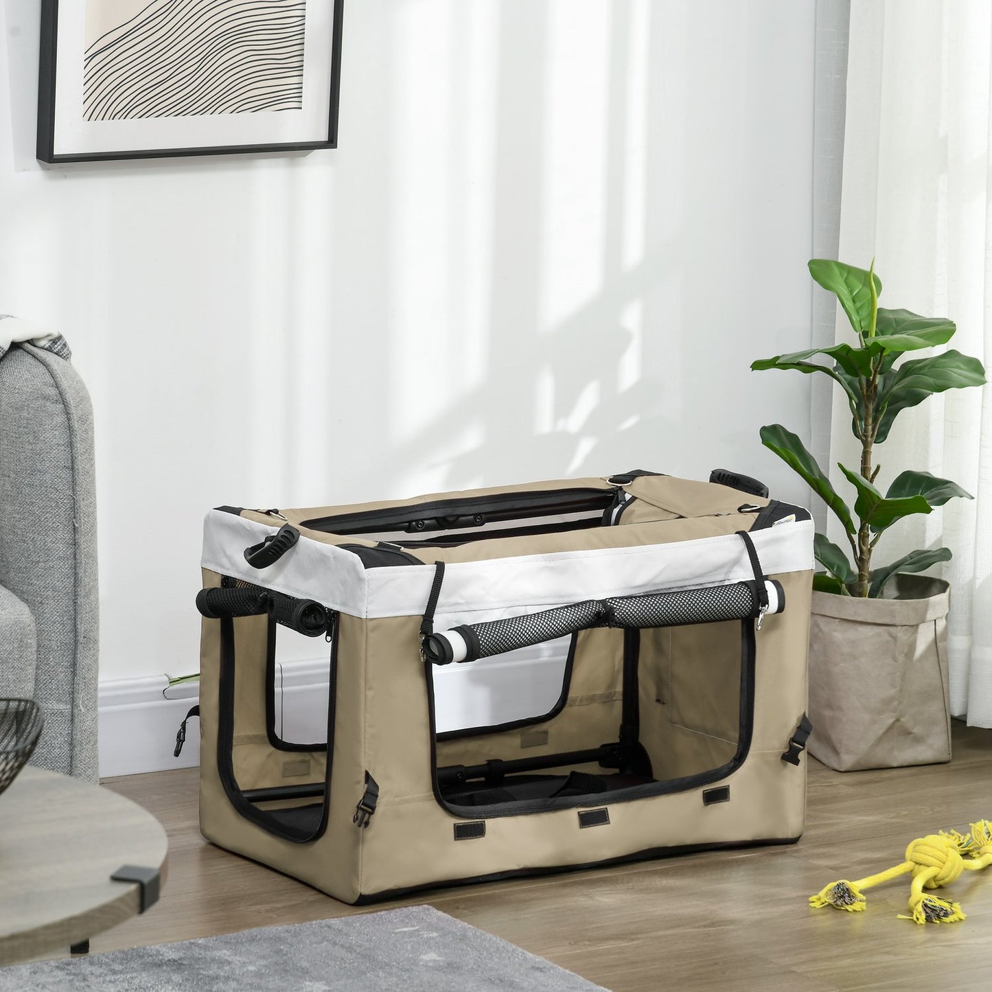 Collapsible Pet Stroller - Removable Bag, 4-Wheel Brakes