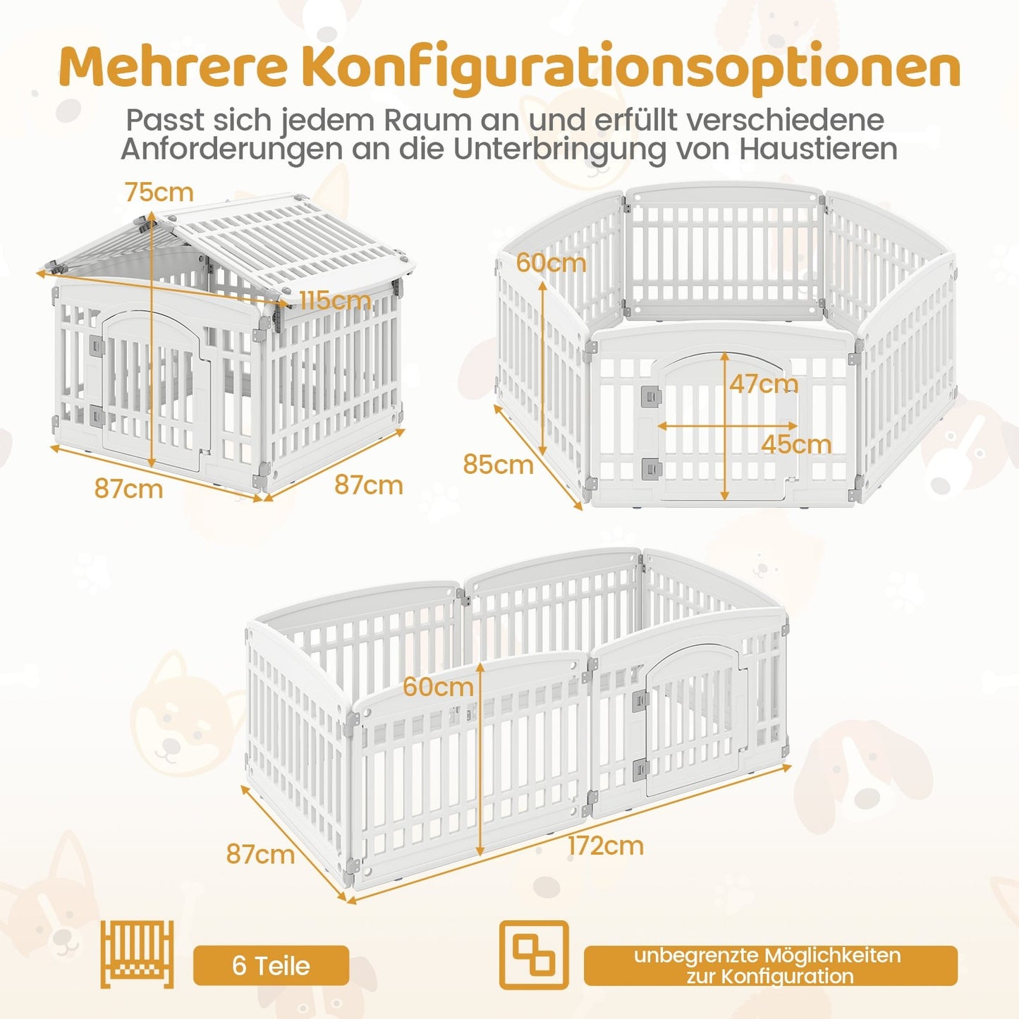 Foldable Puppy Playpen with Lockable Door, 6 Panels
