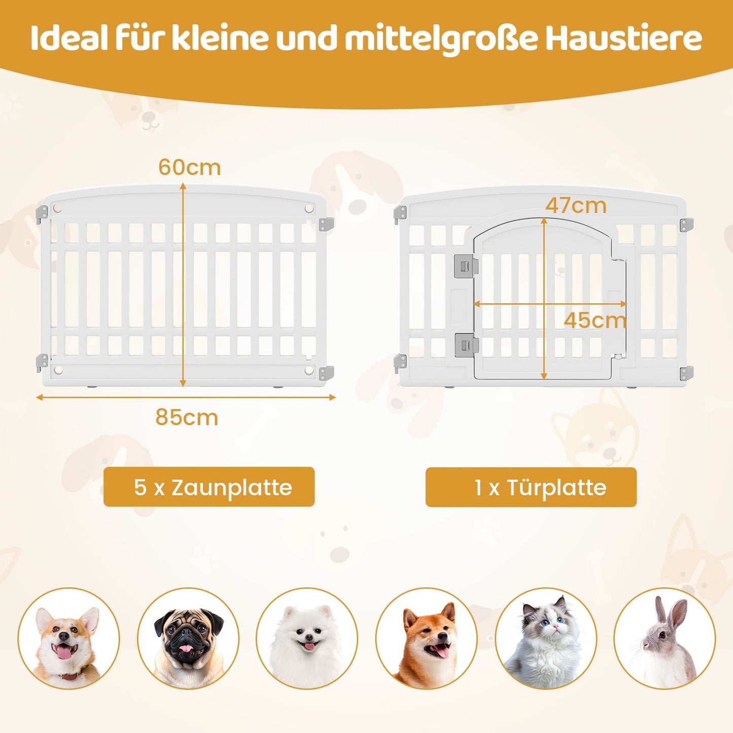 Foldable Puppy Playpen with Lockable Door, 6 Panels