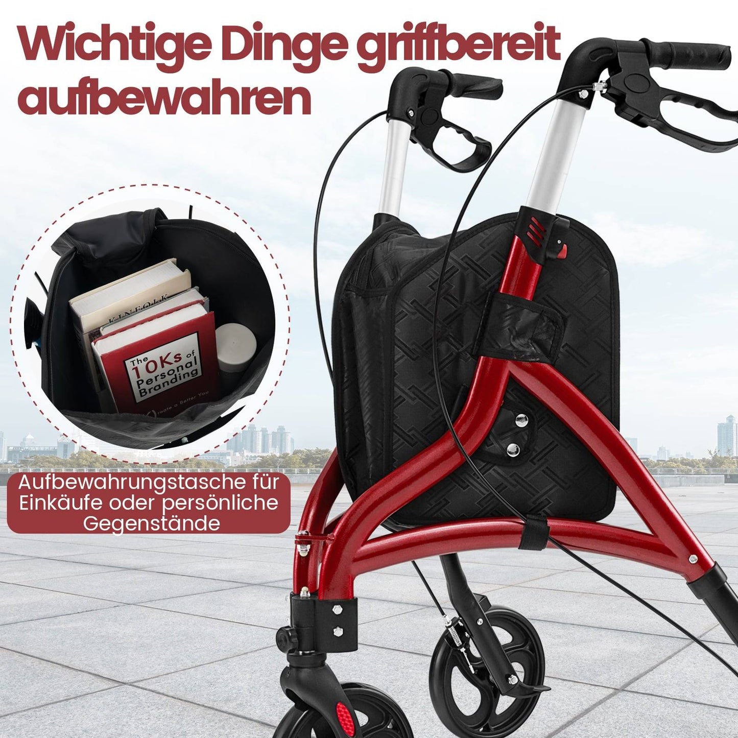 Foldable Senior Walker – Lightweight Aluminum, 20cm Wheels
