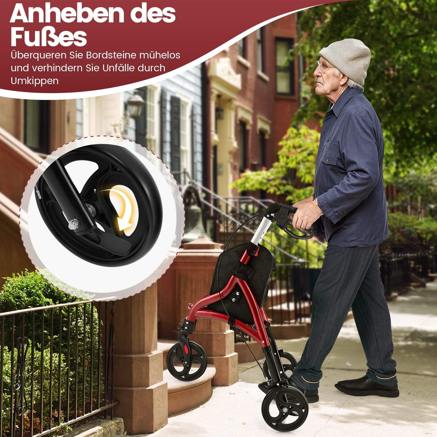 Foldable Senior Walker – Lightweight Aluminum, 20cm Wheels