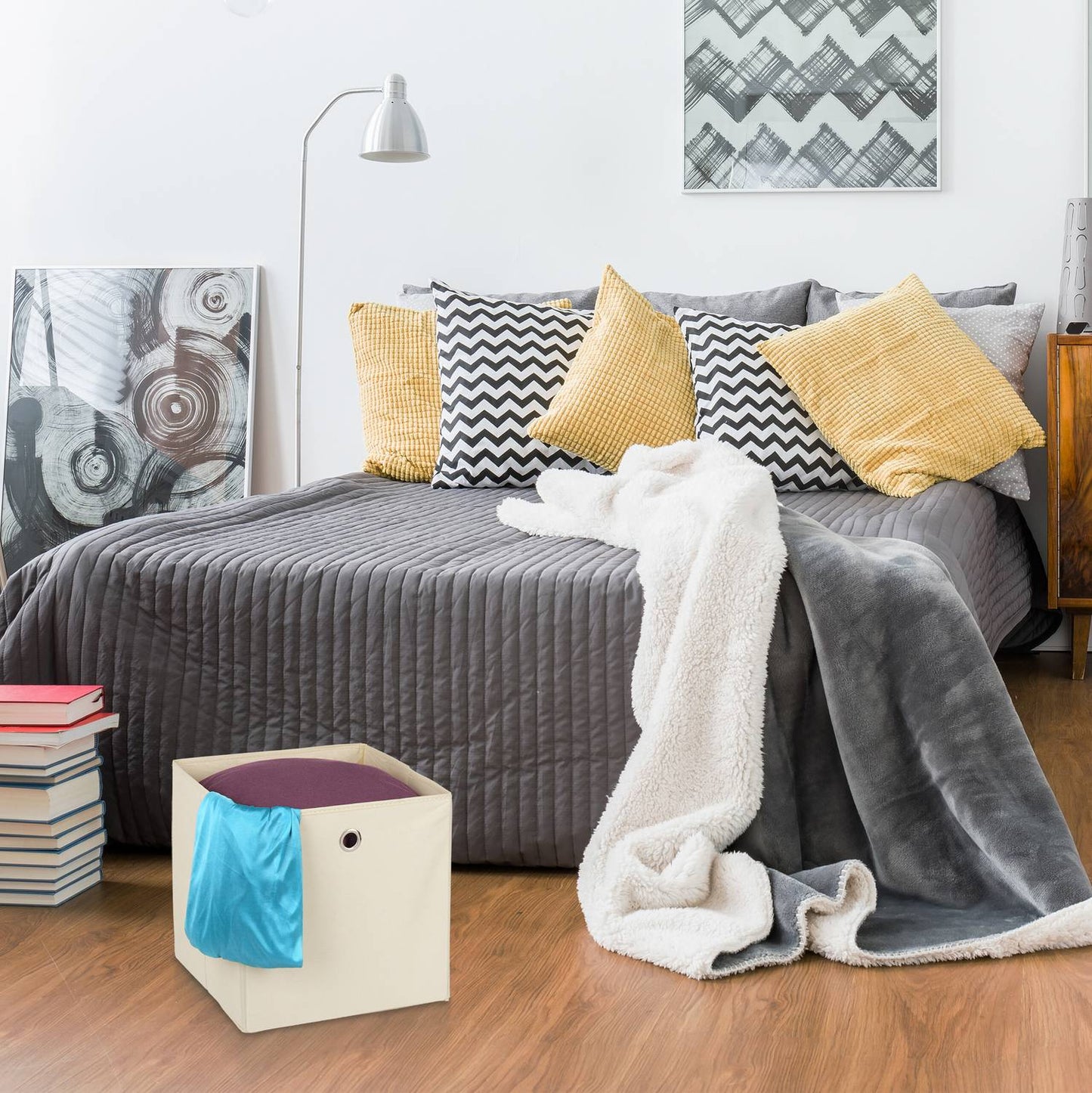 Foldable Shelf Storage Baskets, Set of 4, Fabric Organizers