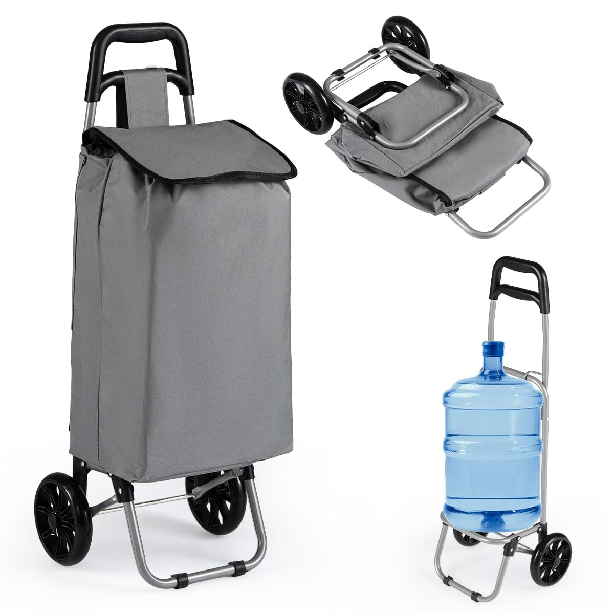 Foldable Shopping Cart with 35L Waterproof Bag, Grey