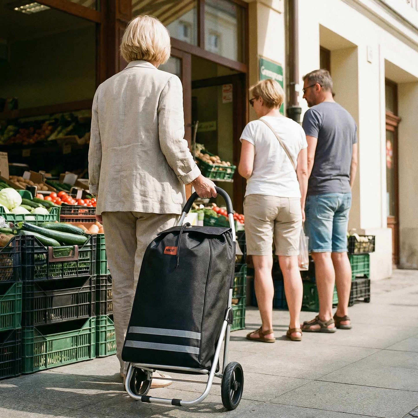 Foldable Shopping Trolley 45L Black, Thermal Interior