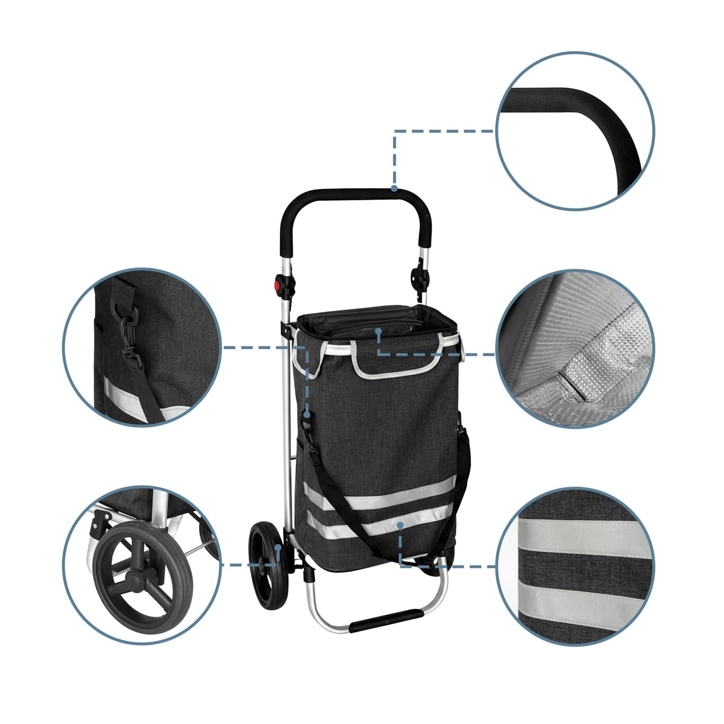 Foldable Shopping Trolley, 45L Capacity, Cooler Bag