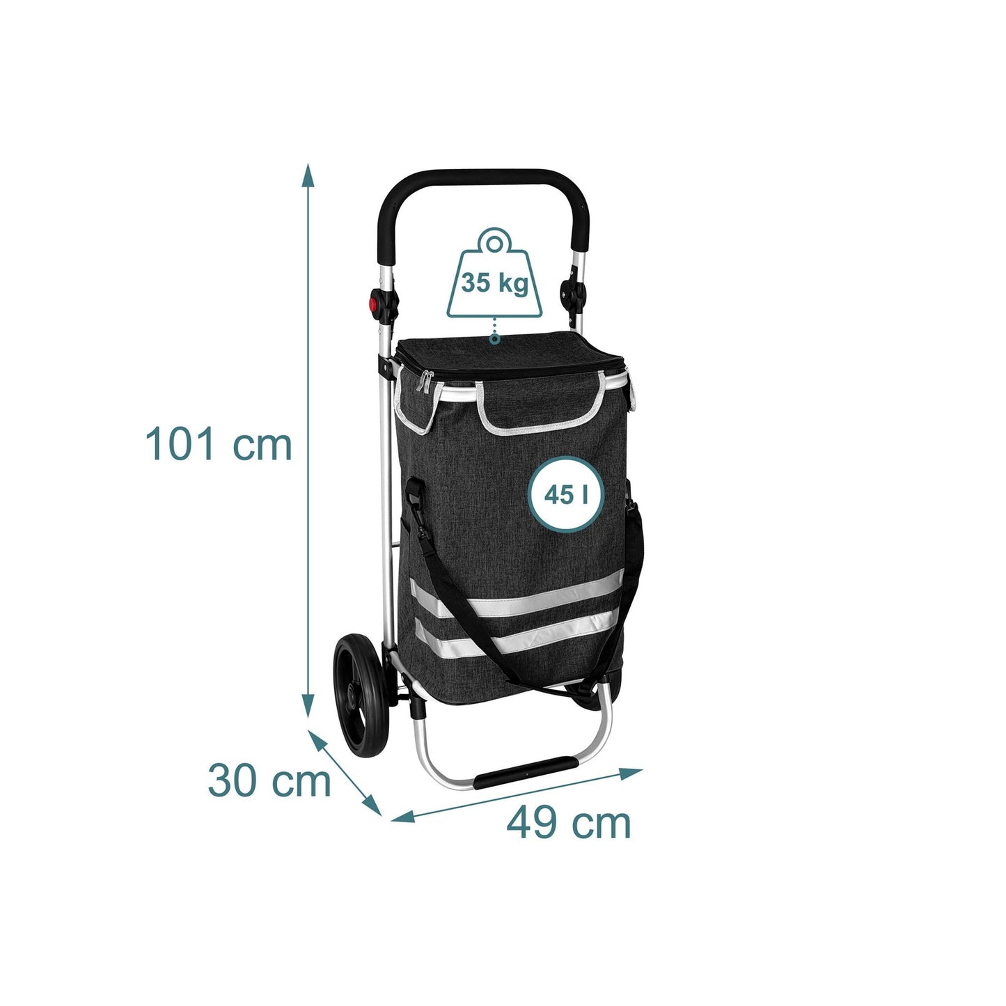 Foldable Shopping Trolley, 45L Capacity, Cooler Bag