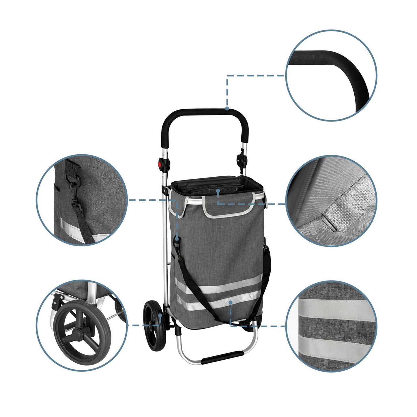 Foldable Shopping Trolley, 45L, Cooler Bag, 35kg Capacity