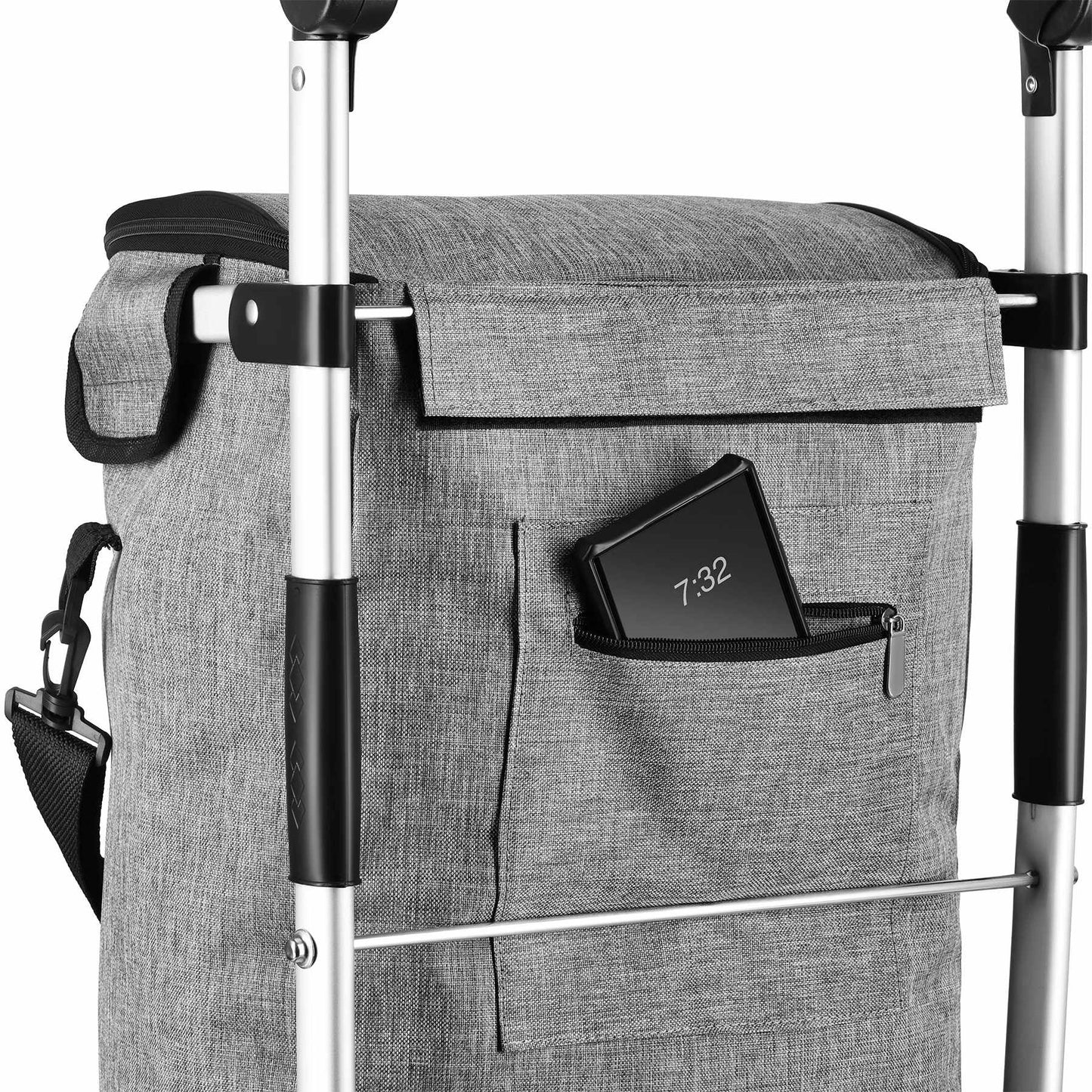 Foldable Shopping Trolley 50L, Gray, Thermal Insulation