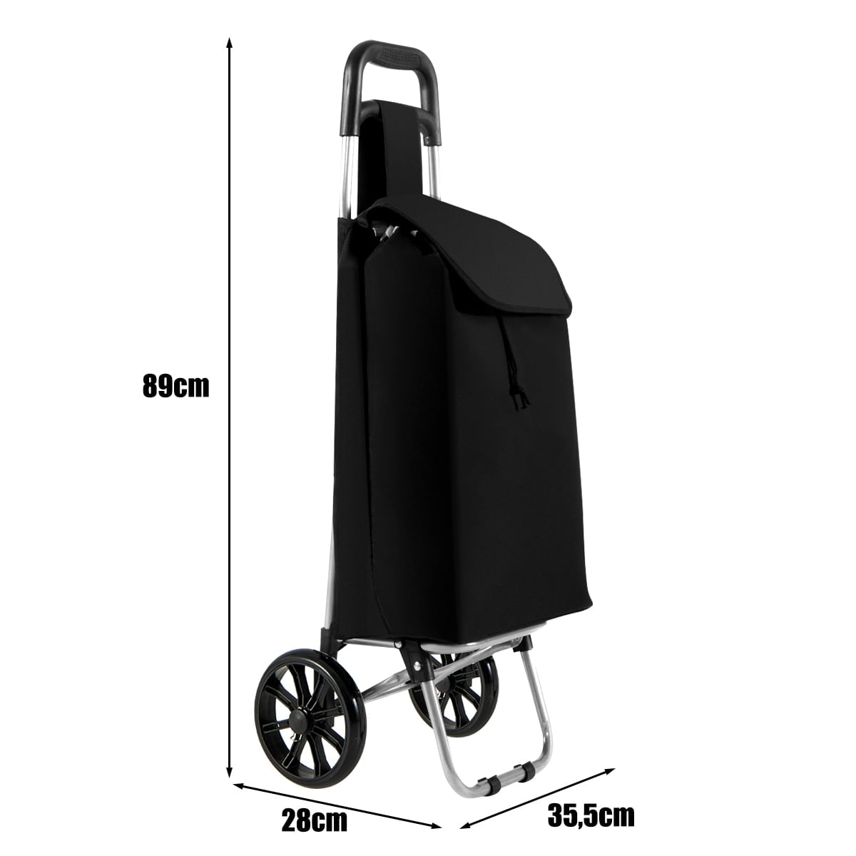 Foldable Shopping Trolley with 35L Detachable Bag, Black