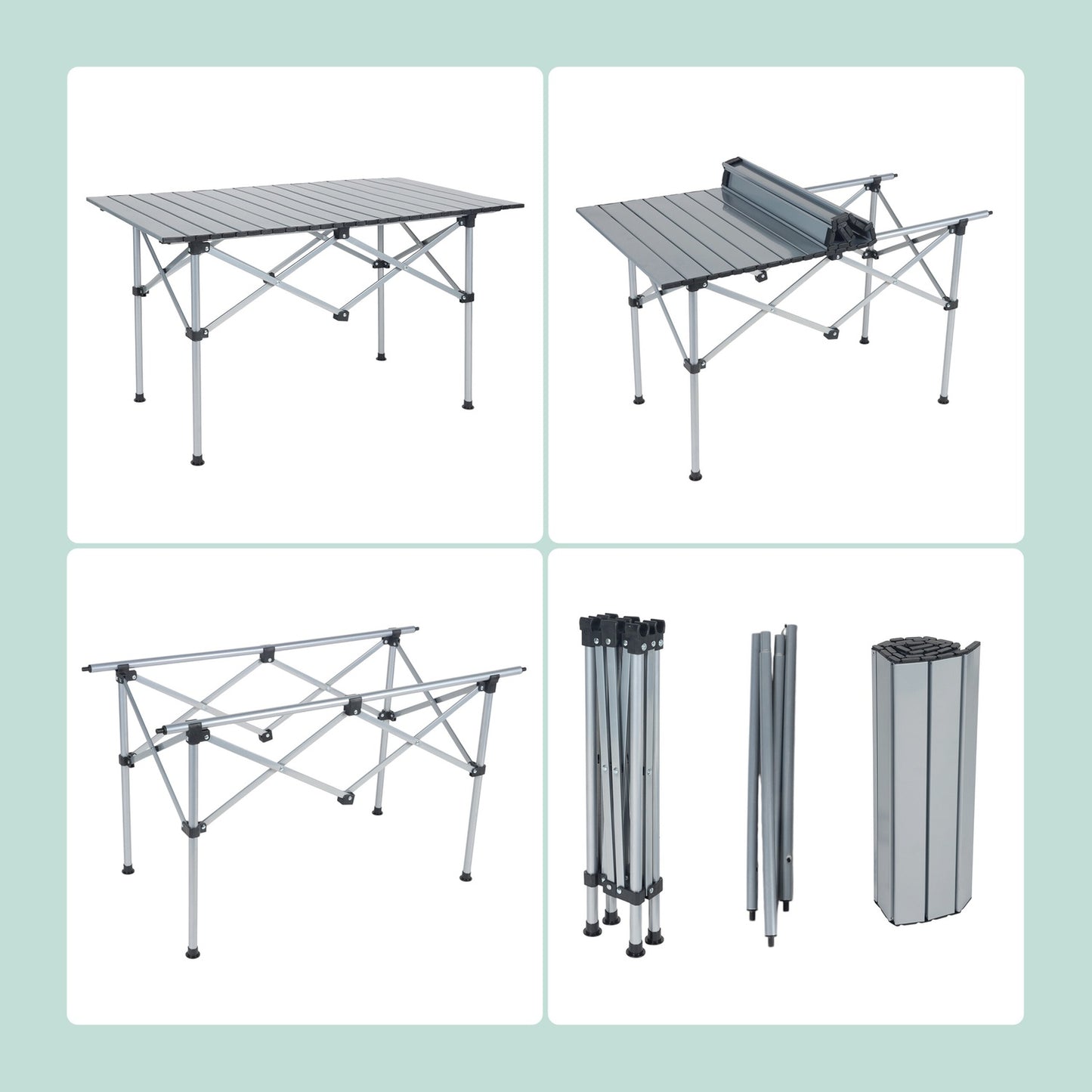 Foldable Steel Camping Table with Carry Bag