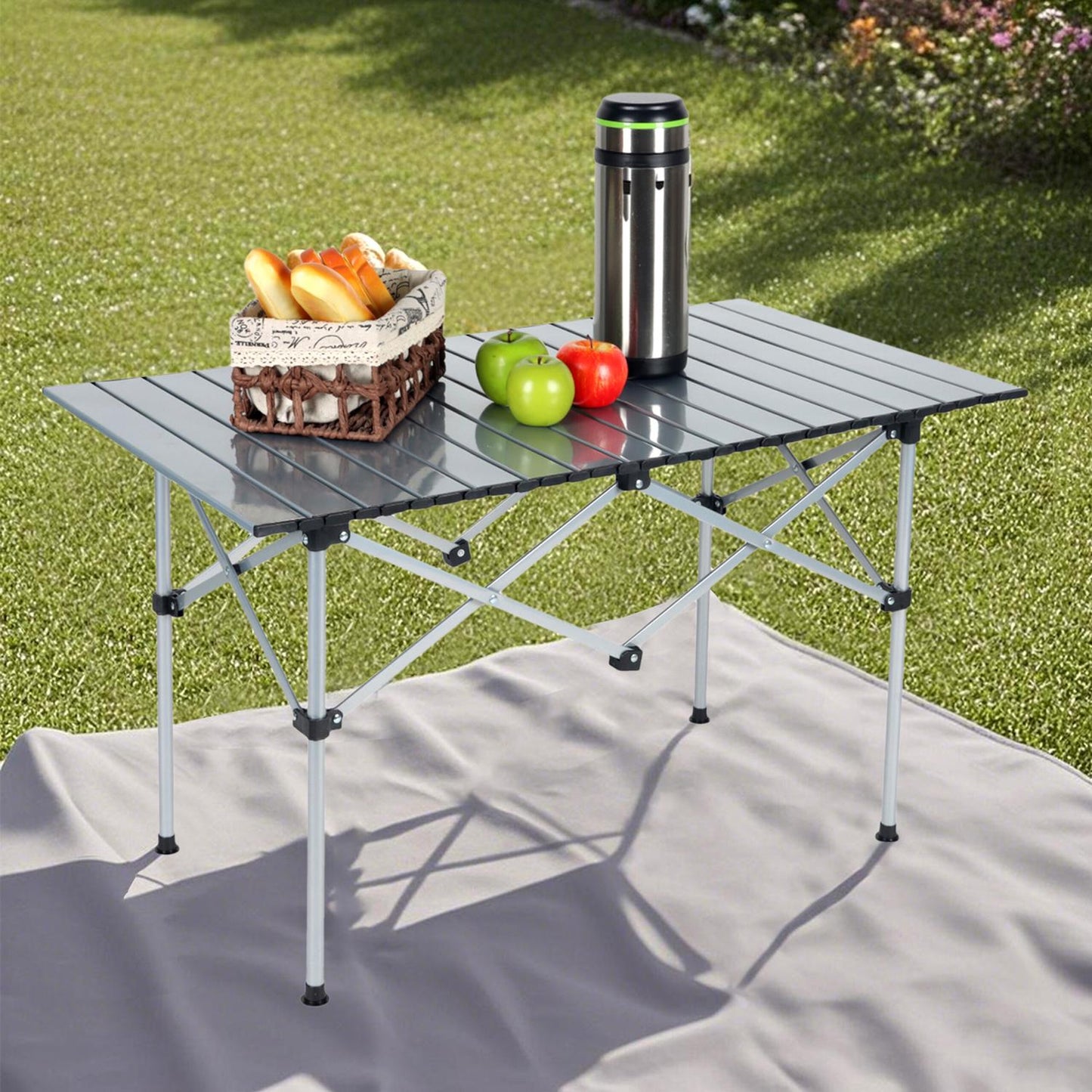 Foldable Steel Camping Table with Carry Bag