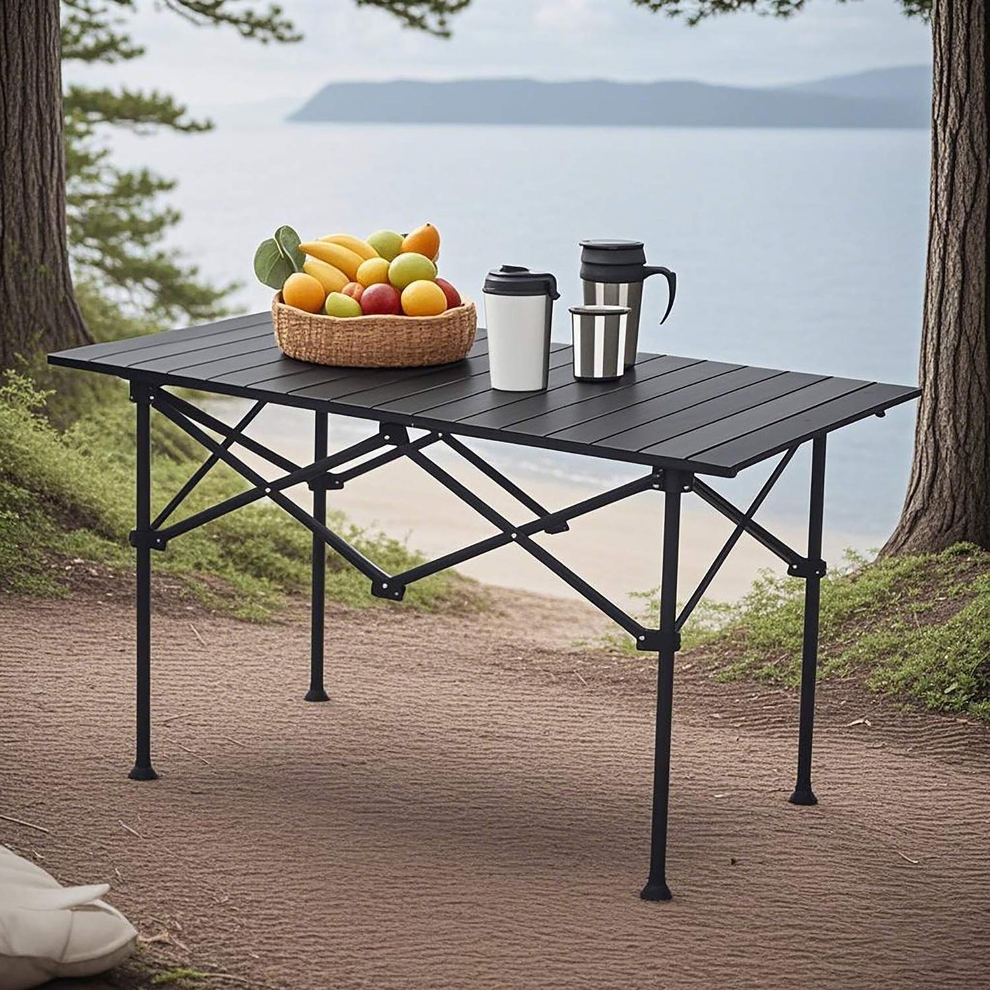 Foldable Steel Camping Table with Carry Bag