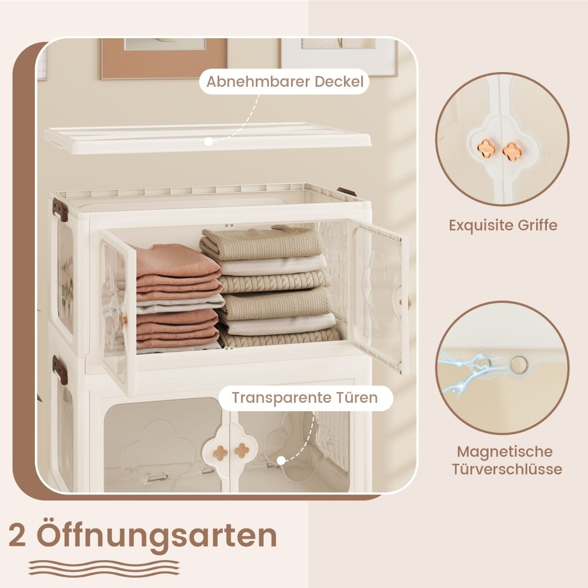 Foldable Storage Box with Lid, Wheels, 265L Capacity