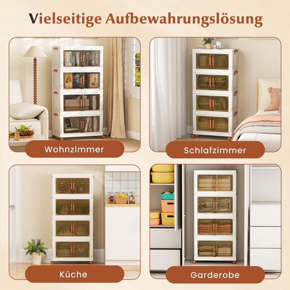 Foldable Storage Box with Wheels, Magnetic Doors, 280L Capacity