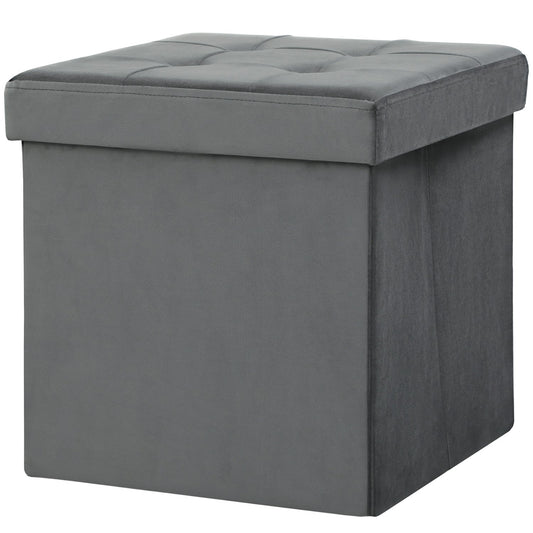 Foldable Storage Ottoman with Foam, MDF, Gray, 37.6L