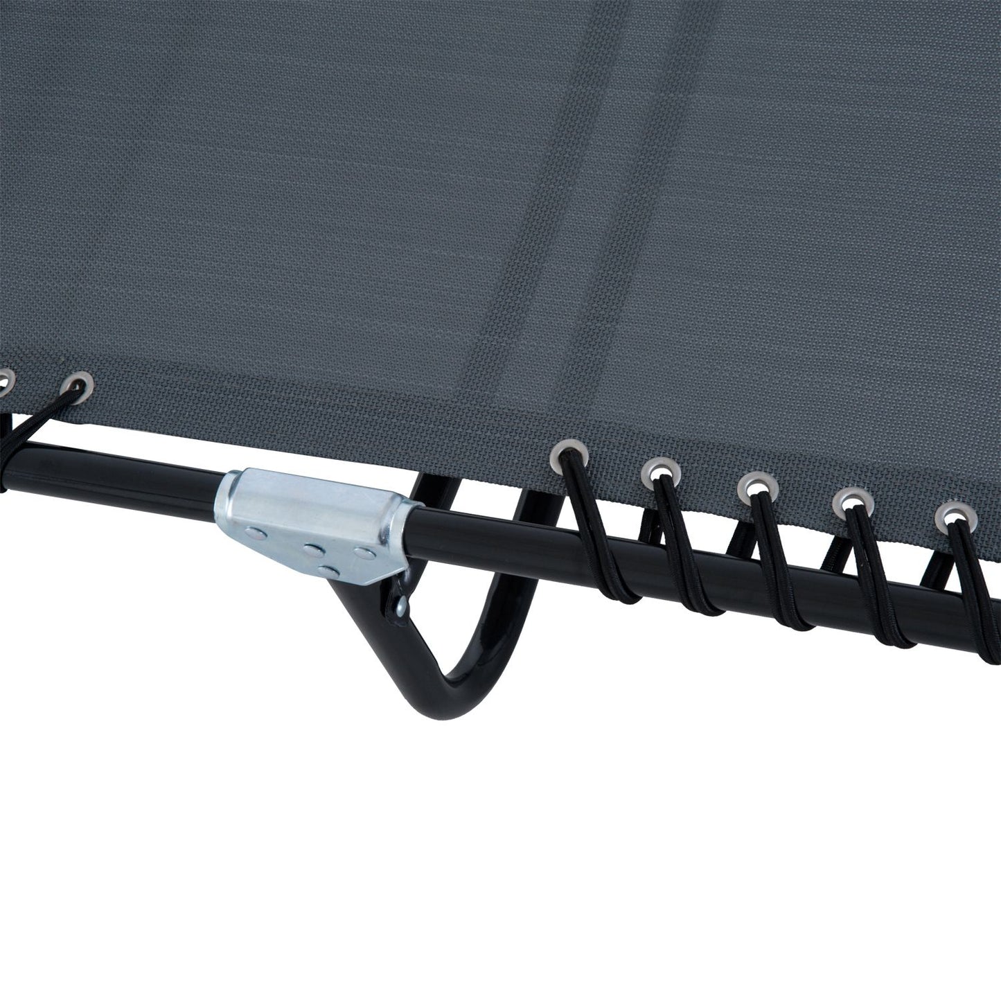 Adjustable folding sun lounger, dark gray steel mesh