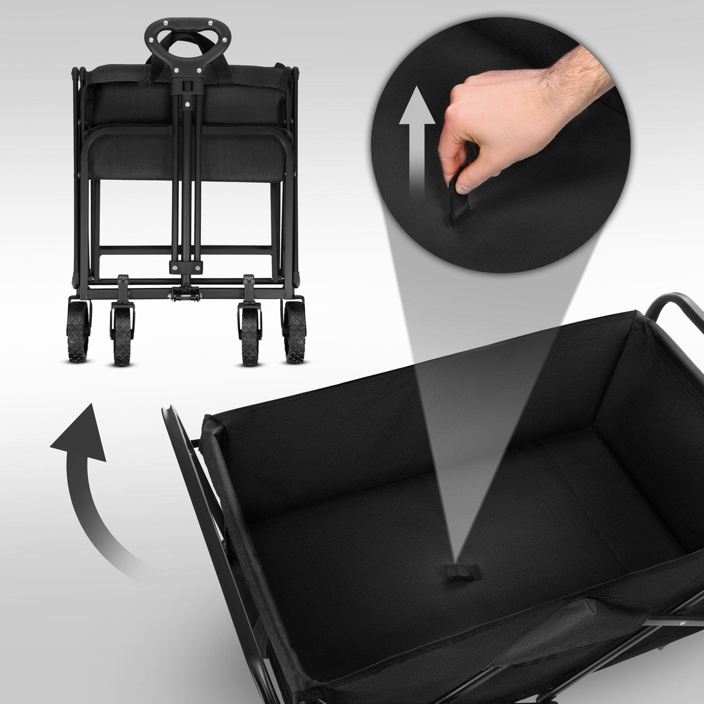 Foldable Tourist Trolley, Black, 70L Capacity, 600D Fabric