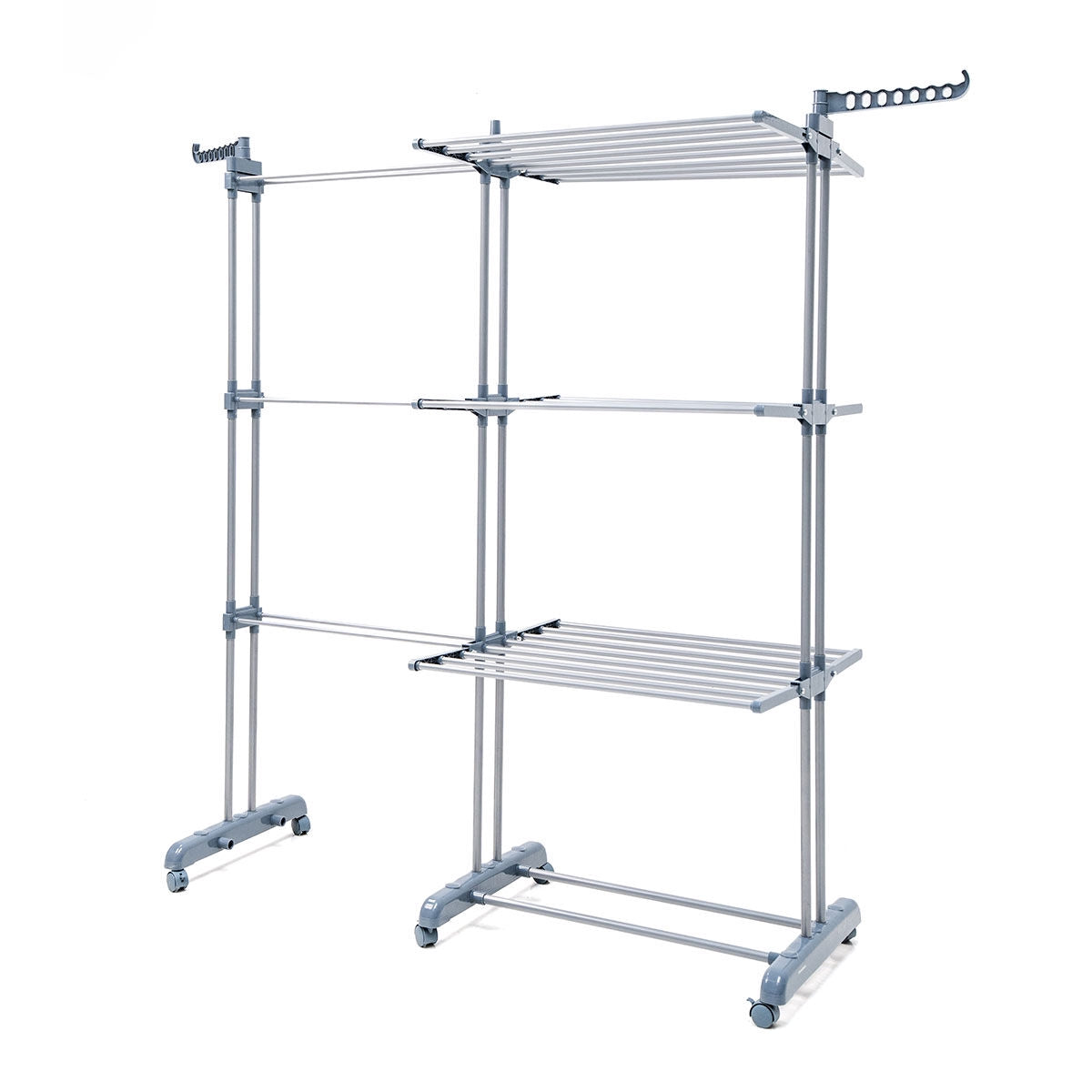 Foldable Vertical Clothes Drying Rack with Wheels, 30 Bars