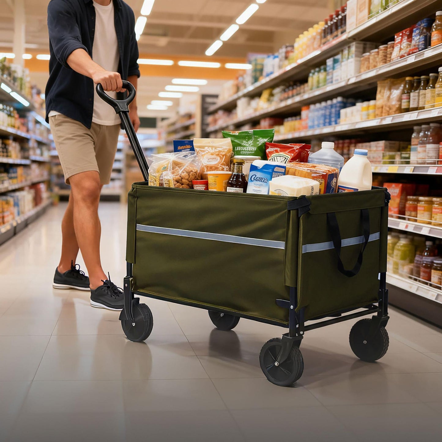 Foldable Wagon with Tailgate – Waterproof, High Capacity