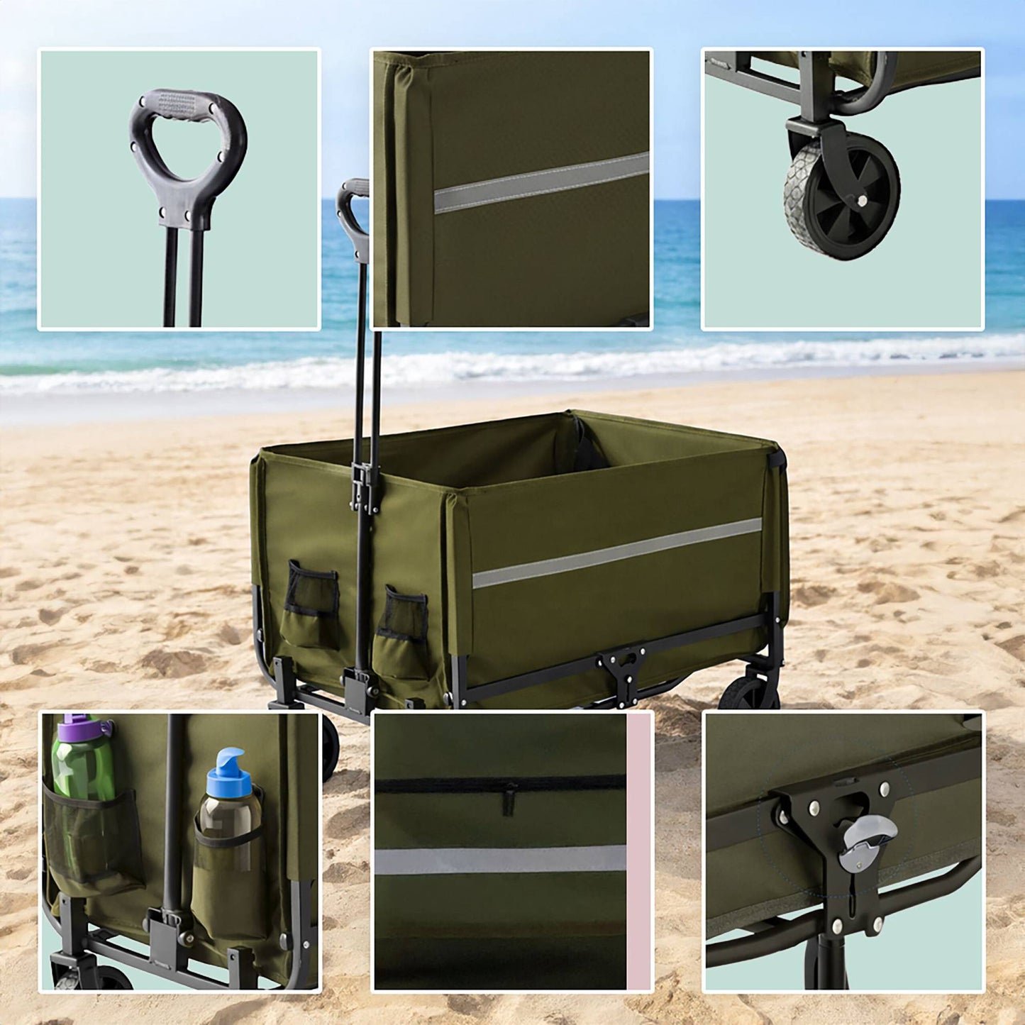 Foldable Wagon with Tailgate – Waterproof, High Capacity