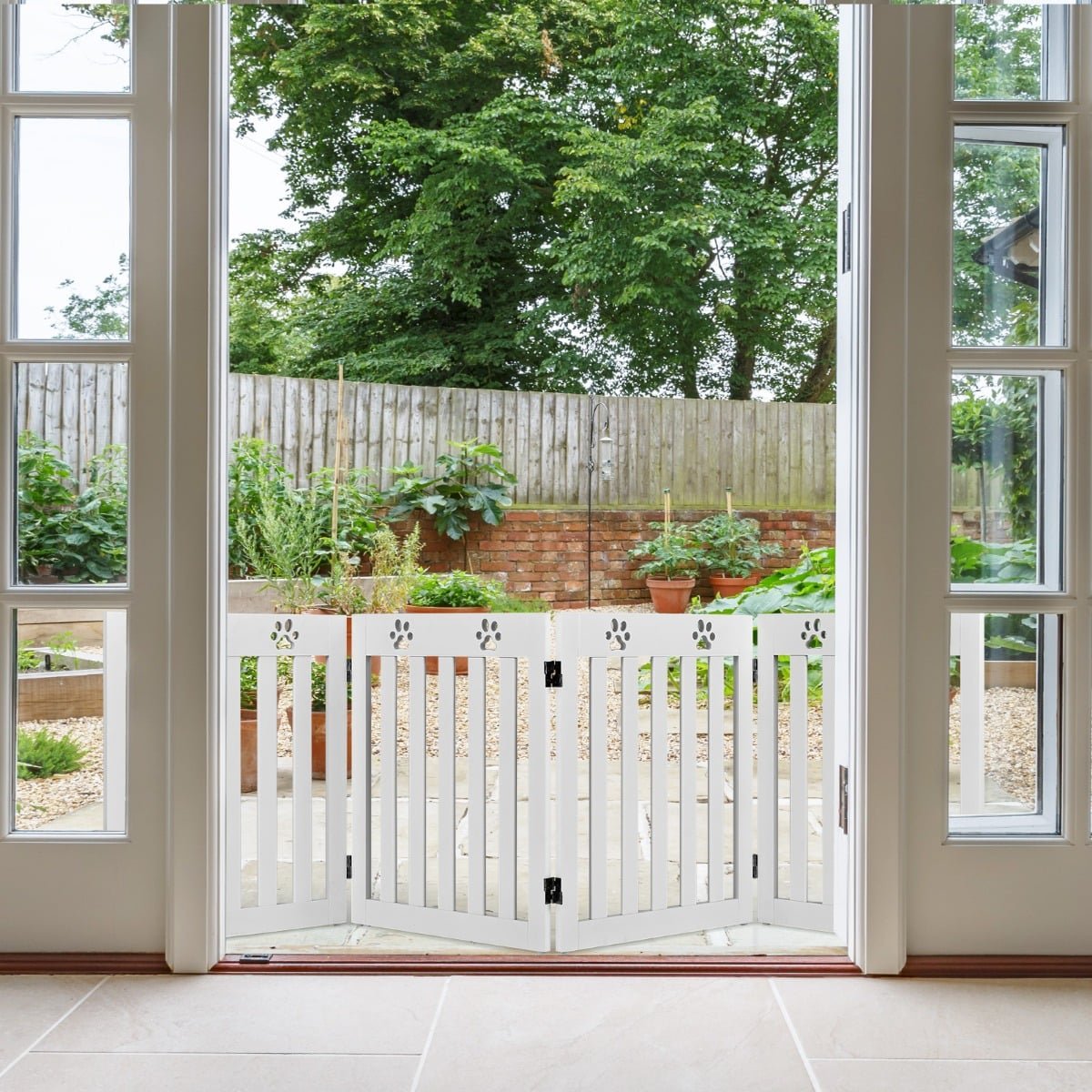 Foldable Wooden Pet Gate, 60 cm High, White