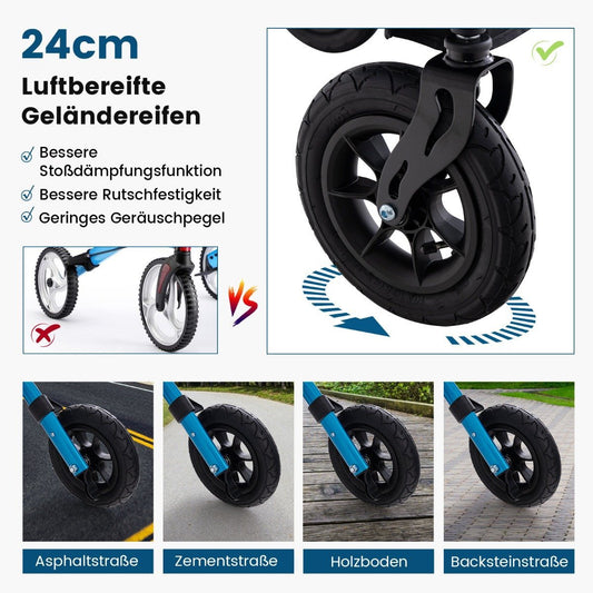 Foldable and lightweight rollator with aluminum seat up to 136kg, travel rollator blue