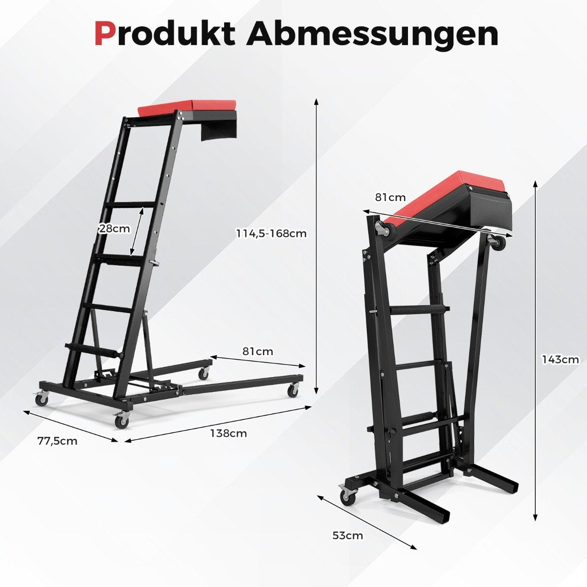 Foldable car lift with 114.5-168cm adjustable height & 3-speed angle automotive engine lift