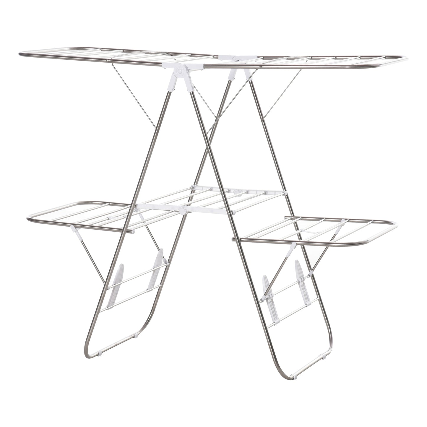 Foldable clothes airer, 3 levels, stainless steel, 138cm