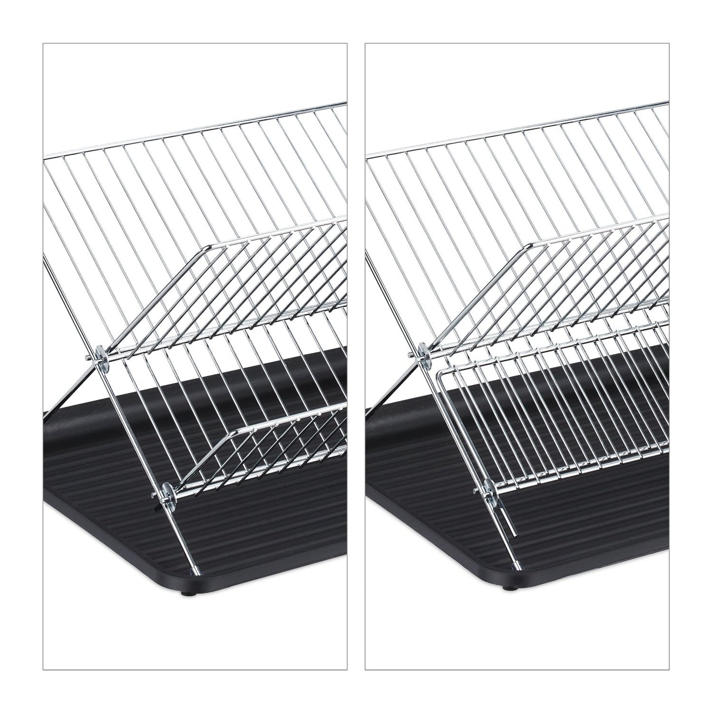 Foldable dish rack with drip tray